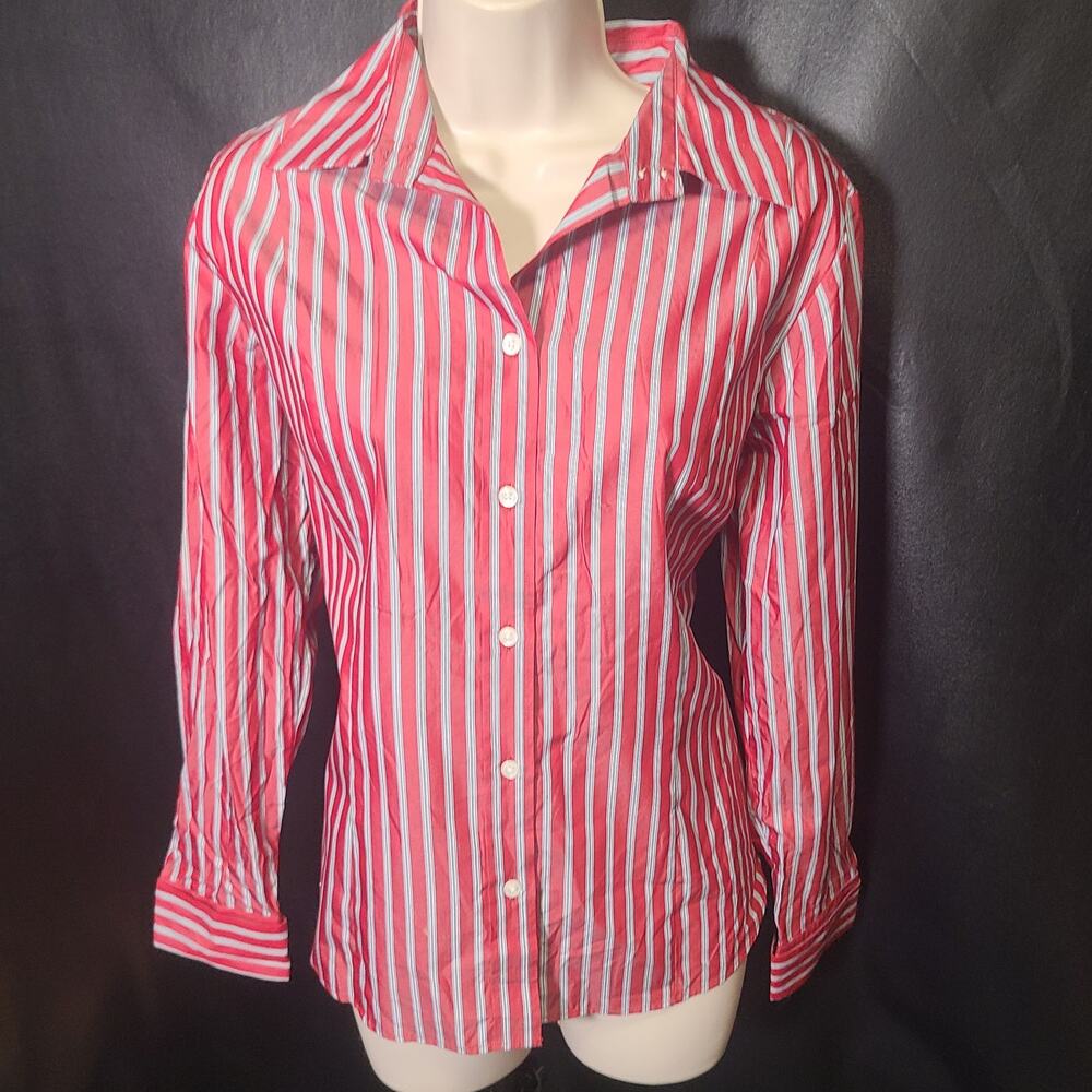 Vintage 90s Pendleton red white blue vertical stripe button-down shirt size 12